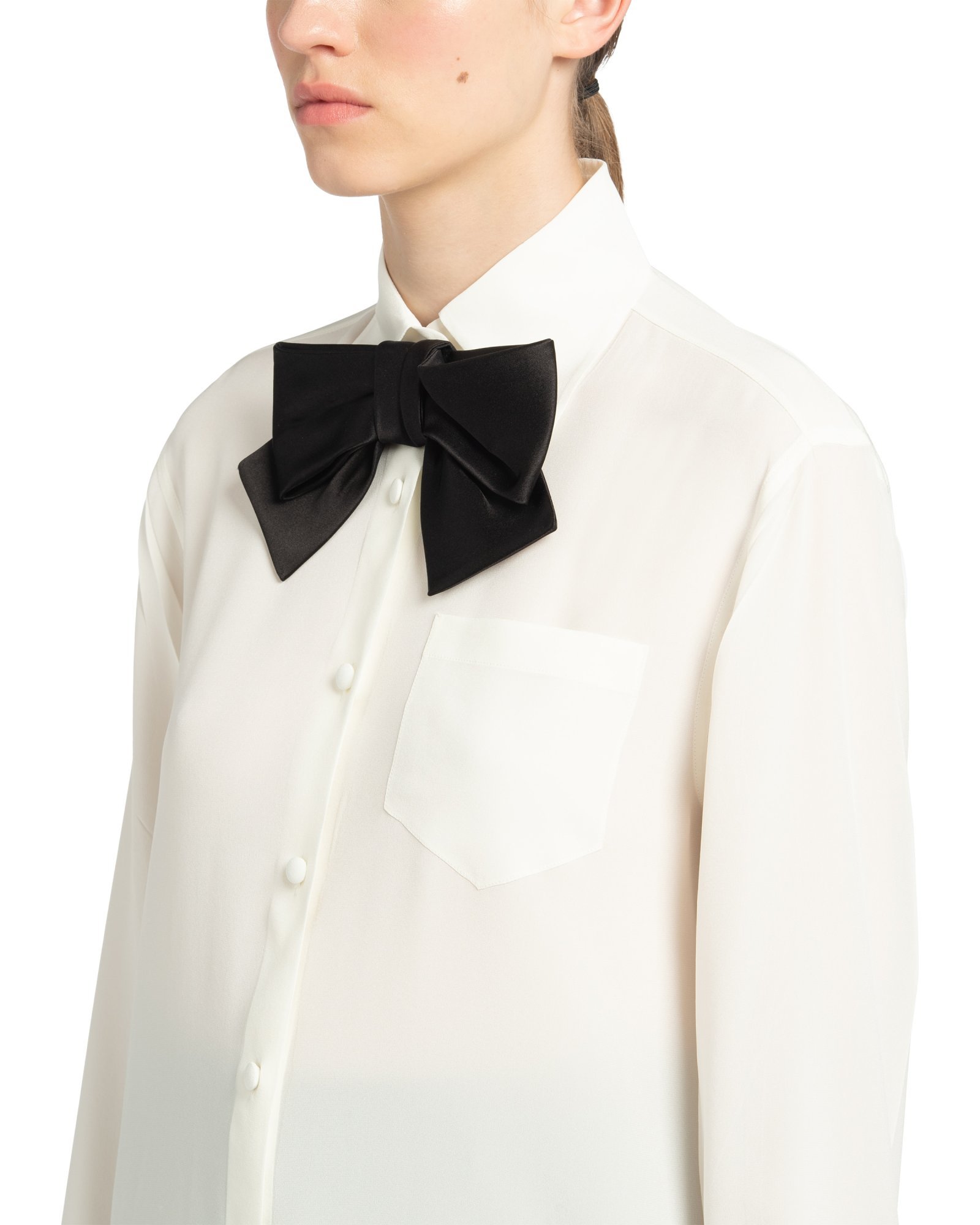 Prada Bow-detail Buttoned Blouse In White
