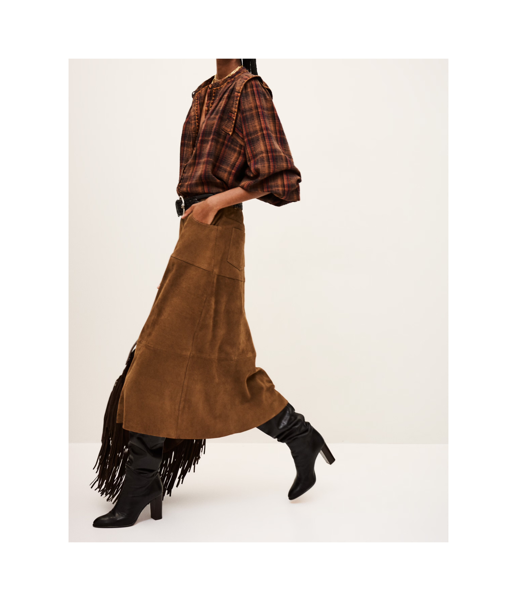 Bash High-waisted Skirt In Brown