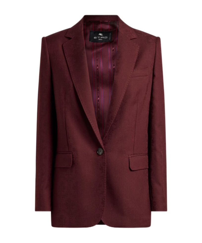 Etro Cool Wool Jacquard Jacket In Brown