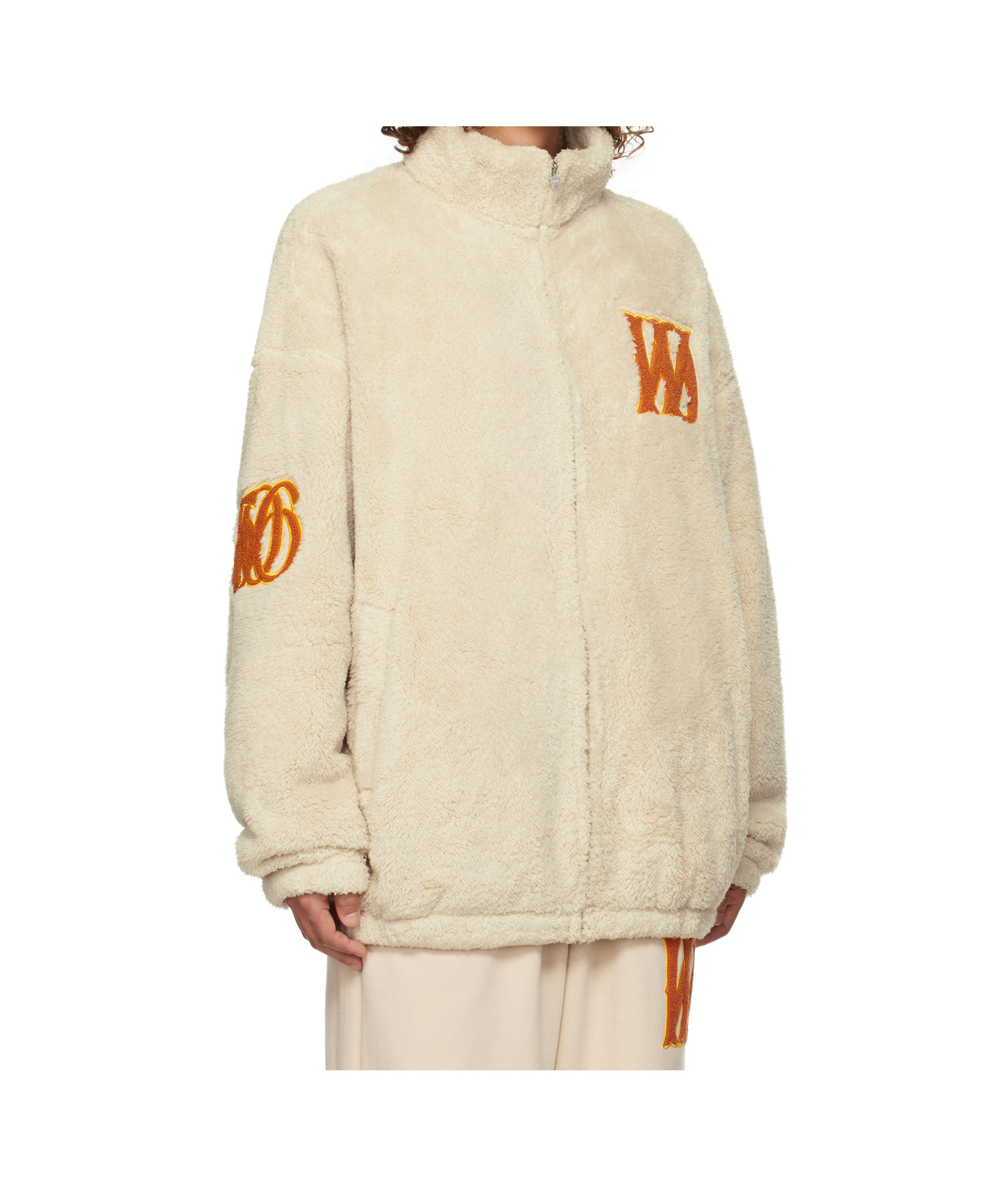 We11 Done Boucle Logo Fleece Jacket In Nude