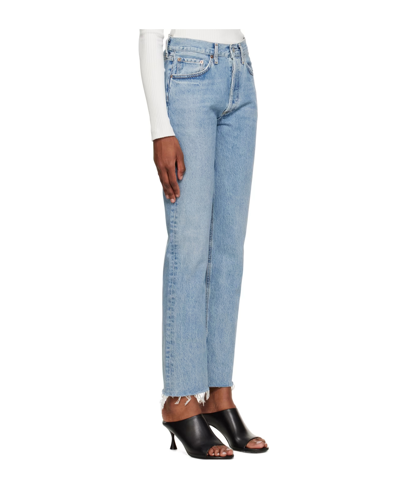 Agolde Five Pocket Denim Trousers In Blue