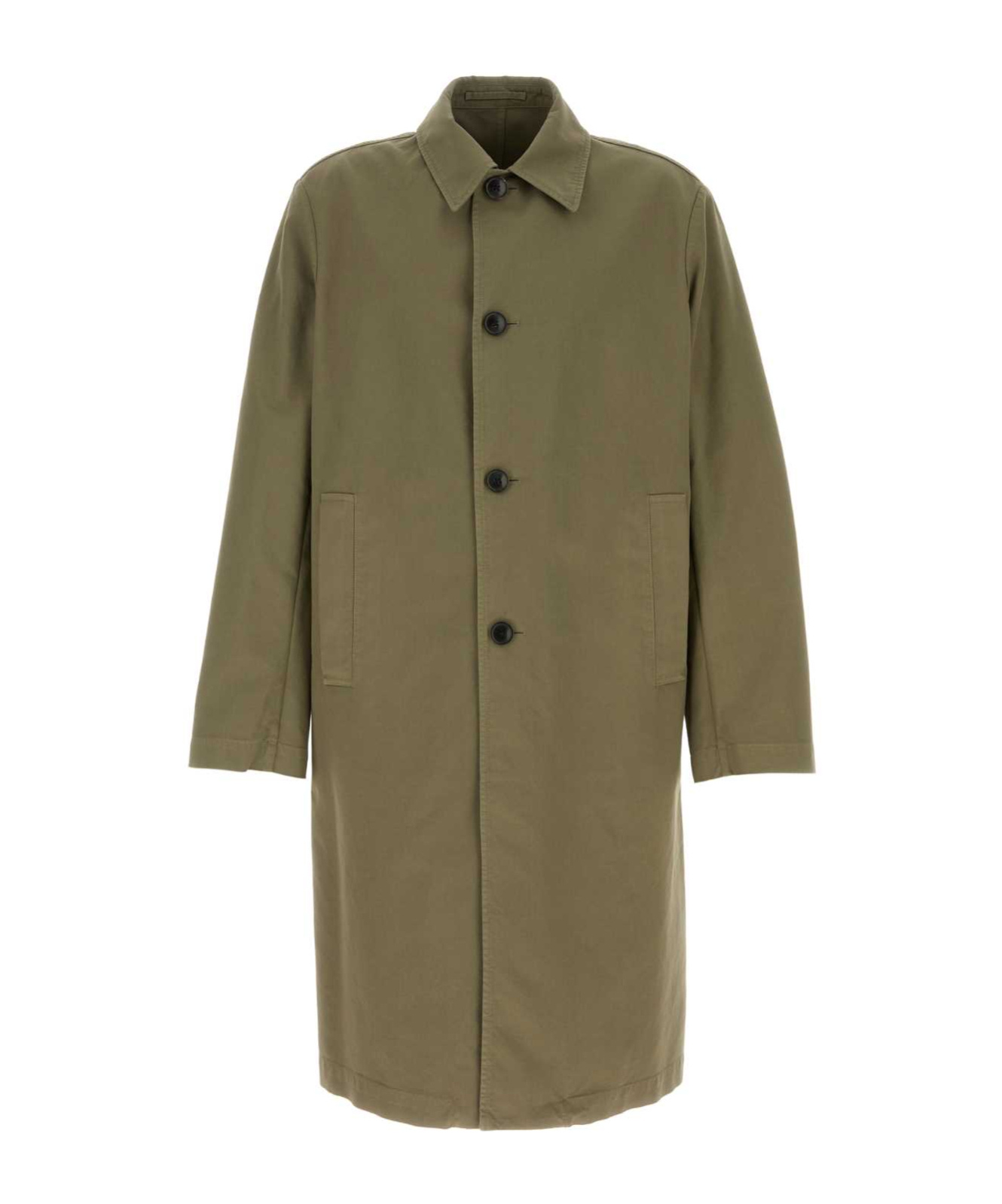 Dries Van Noten Cotton Trench Coat With Front Pockets And Long Sleeves In Khaki