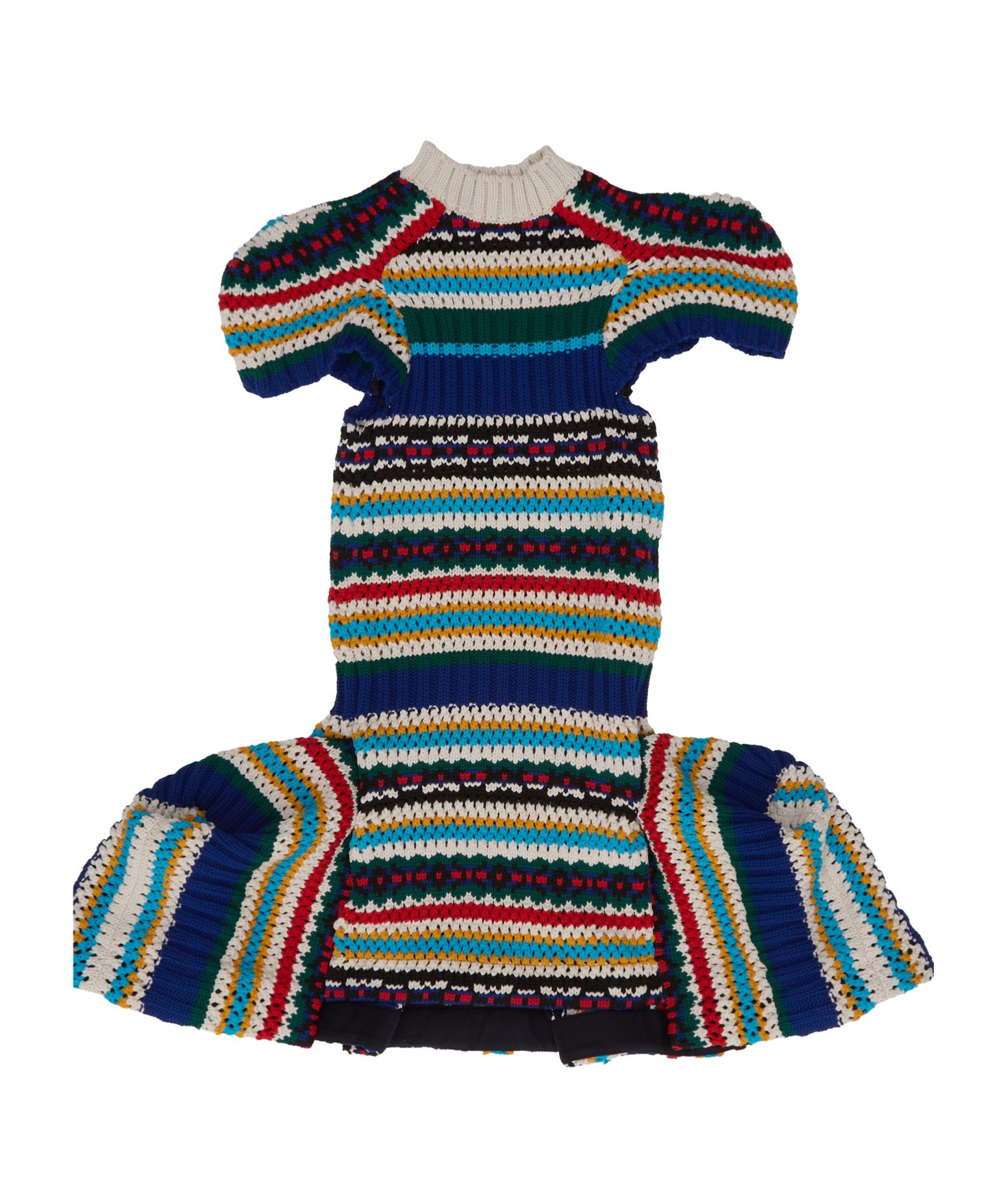Sacai Striped Knitted Ruffled Dress