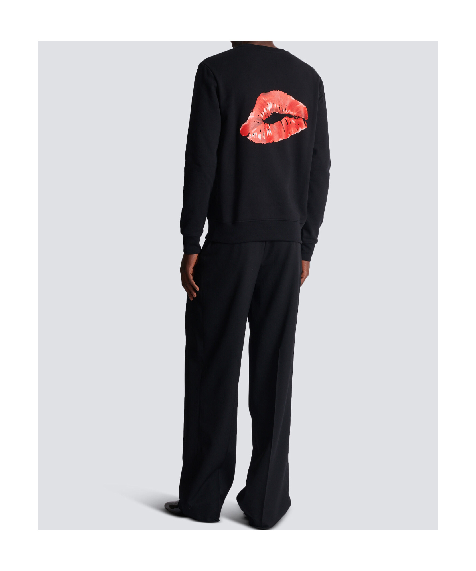 Shop Balmain Sweatshirt With Kiss Print In Black