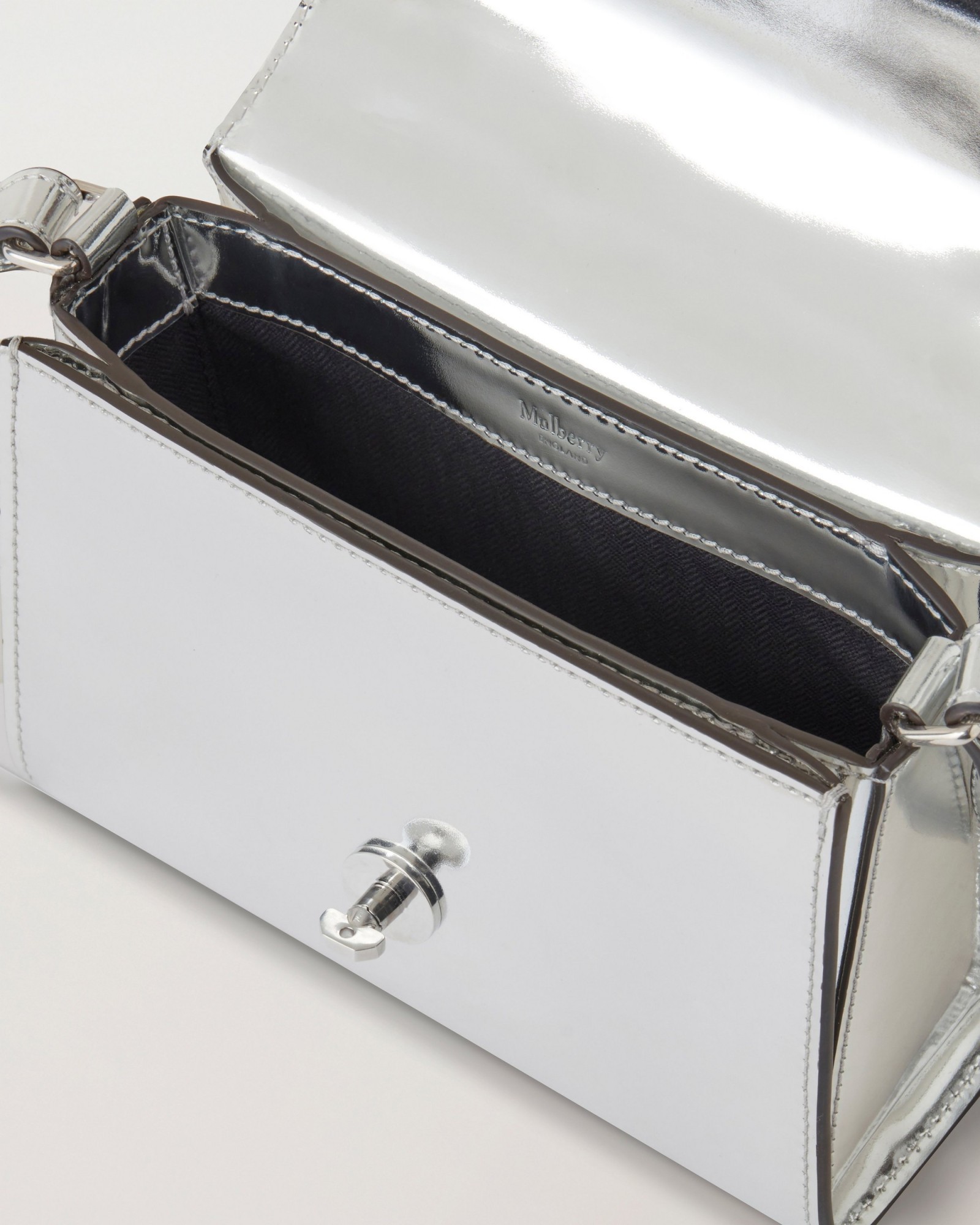 Mulberry Lana High Gloss Leather Top Handle Bag In White