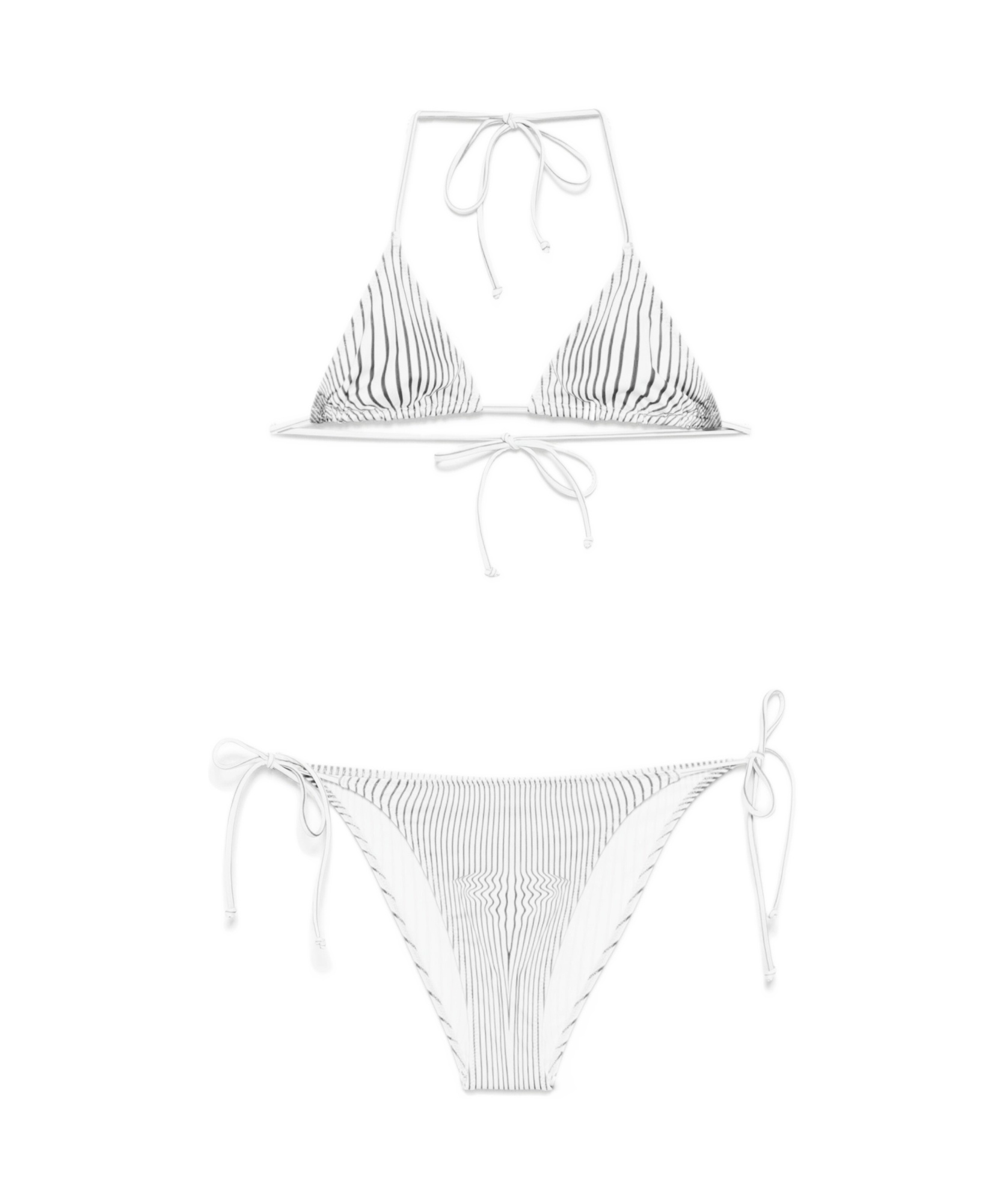 Shop Jean Paul Gaultier Striped Bikini Suit In White