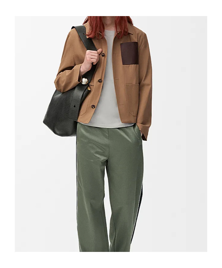 Loewe Cotton Jacket With Contrast Pocket And Front Pockets