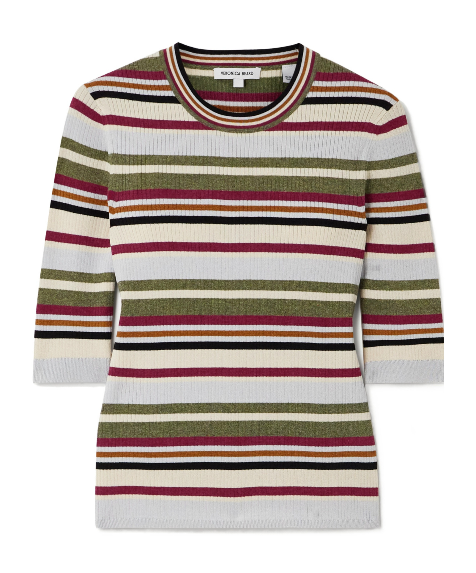 Veronica Beard Kavya Striped Ribbed-knit Sweater In Multi
