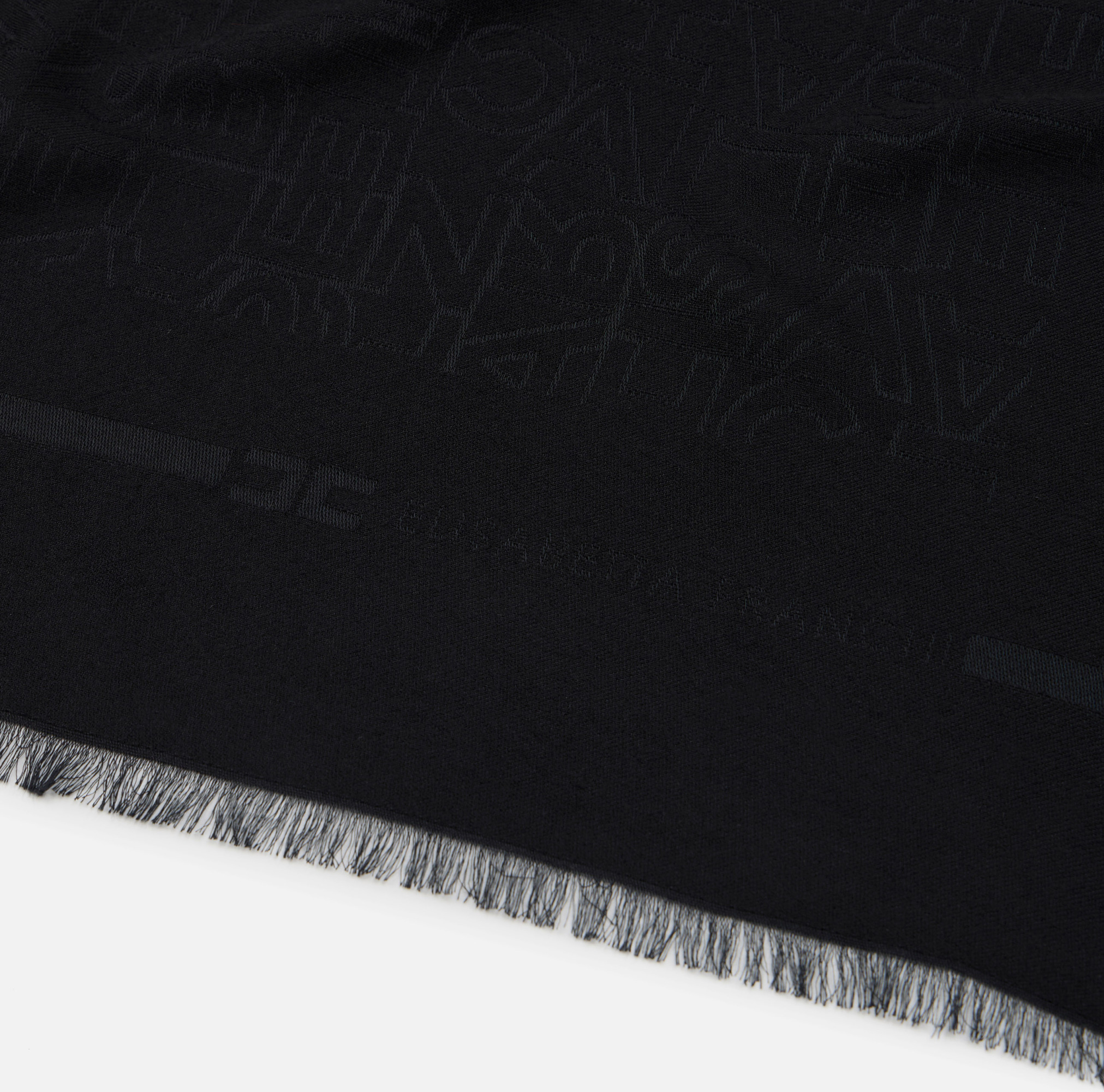 ELISABETTA FRANCHI LOGO-JACQUARD FRAYED SCARF