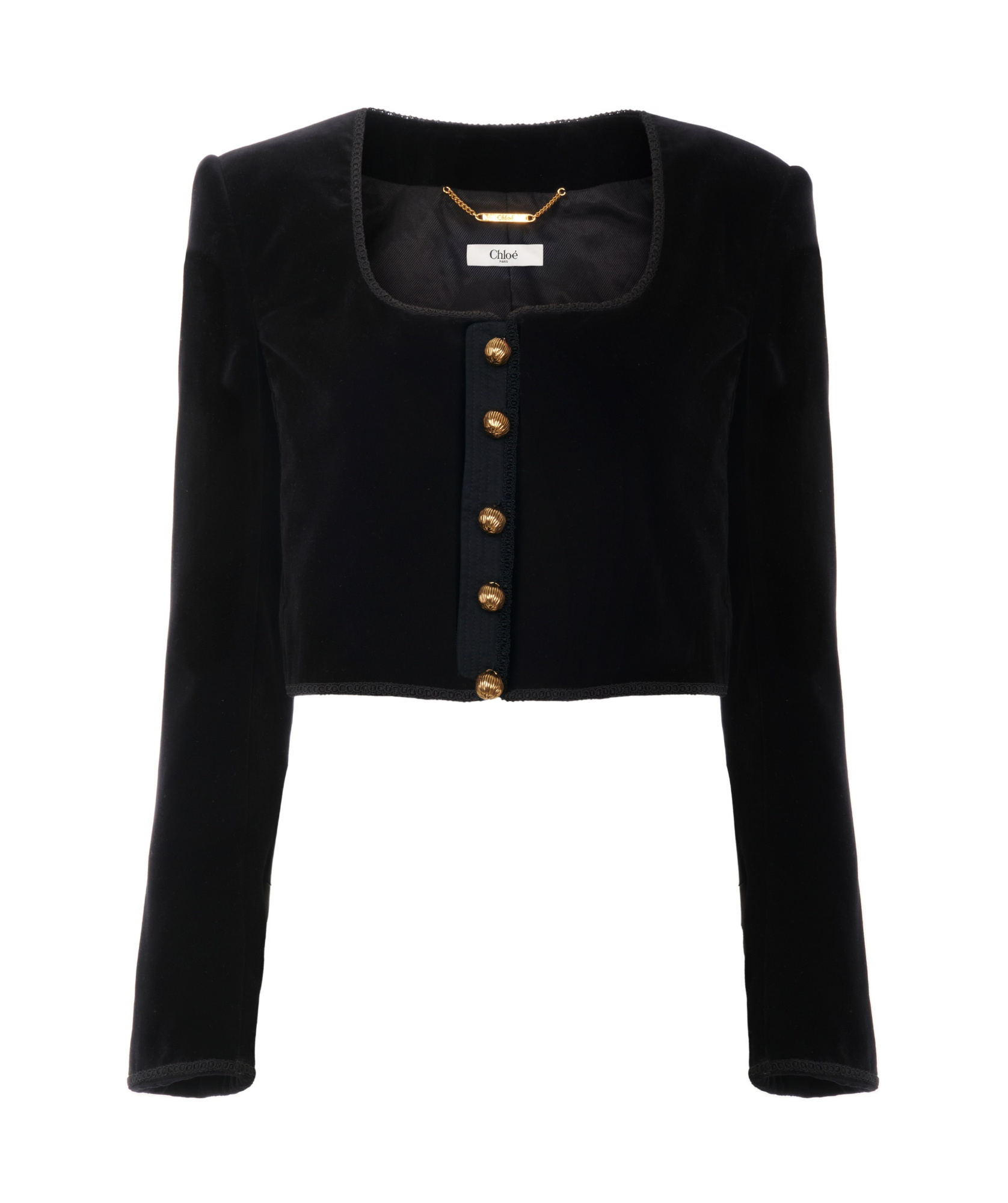 Chloé Cropped Spencer Jacket In Velvet In Black