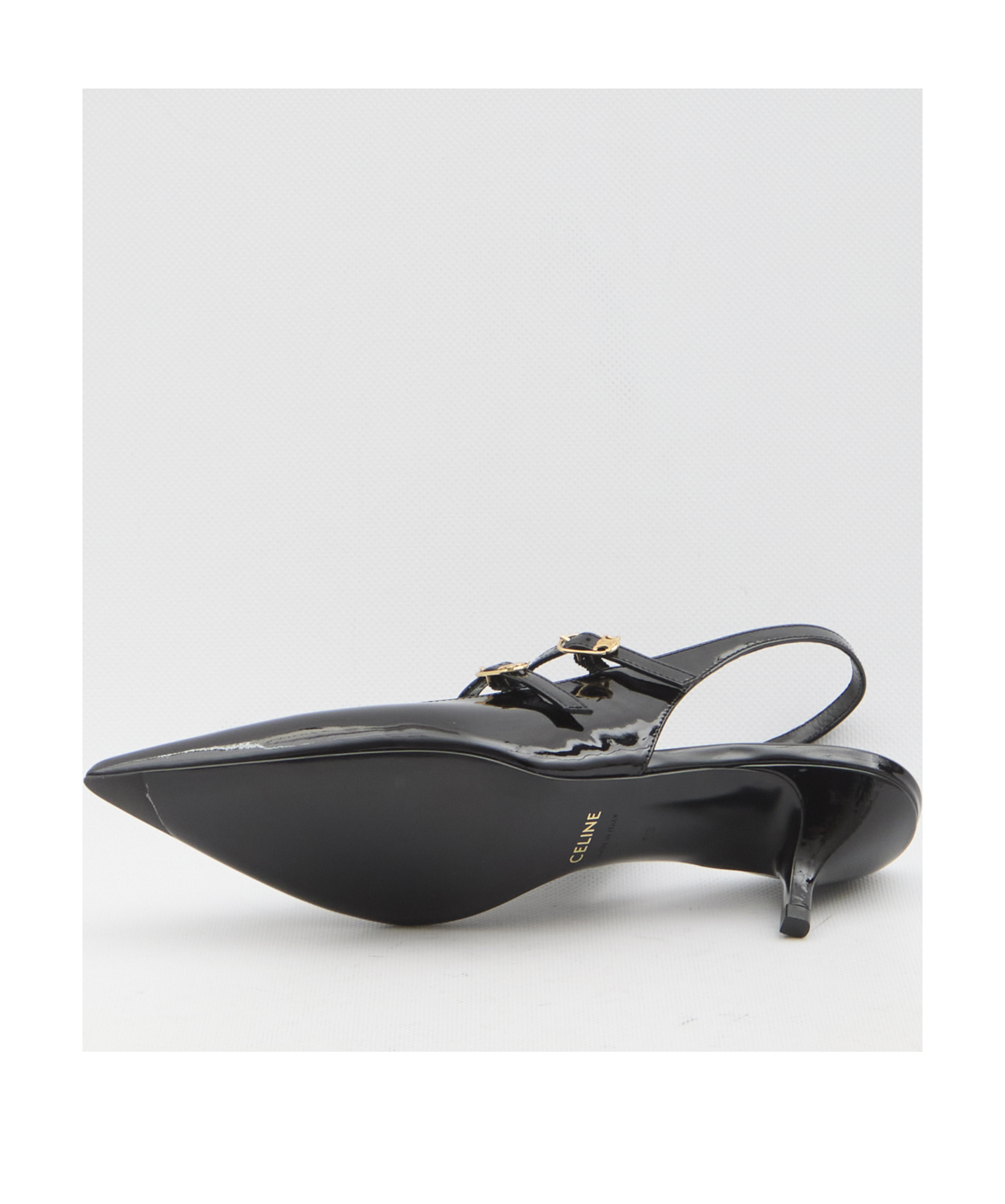 Celine Pointed Toe Mary Jane Shoes In Black