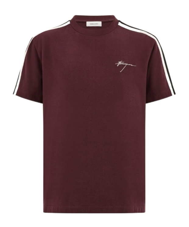 Ferragamo Signature Embroidered Short-sleeved T-shirt In Red