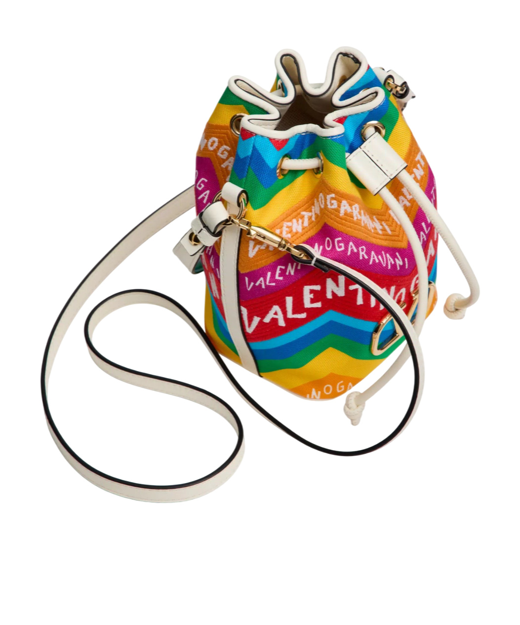 Valentino Mini Escape Canvas Bucket Bag In Multicolor