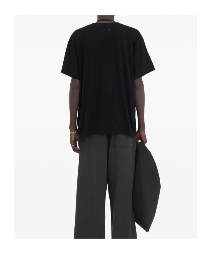 Mm6 Maison Margiela Mm6 By Maison Margiela Relaxed-fit Black Cotton T-shirt With Front Logo Patch