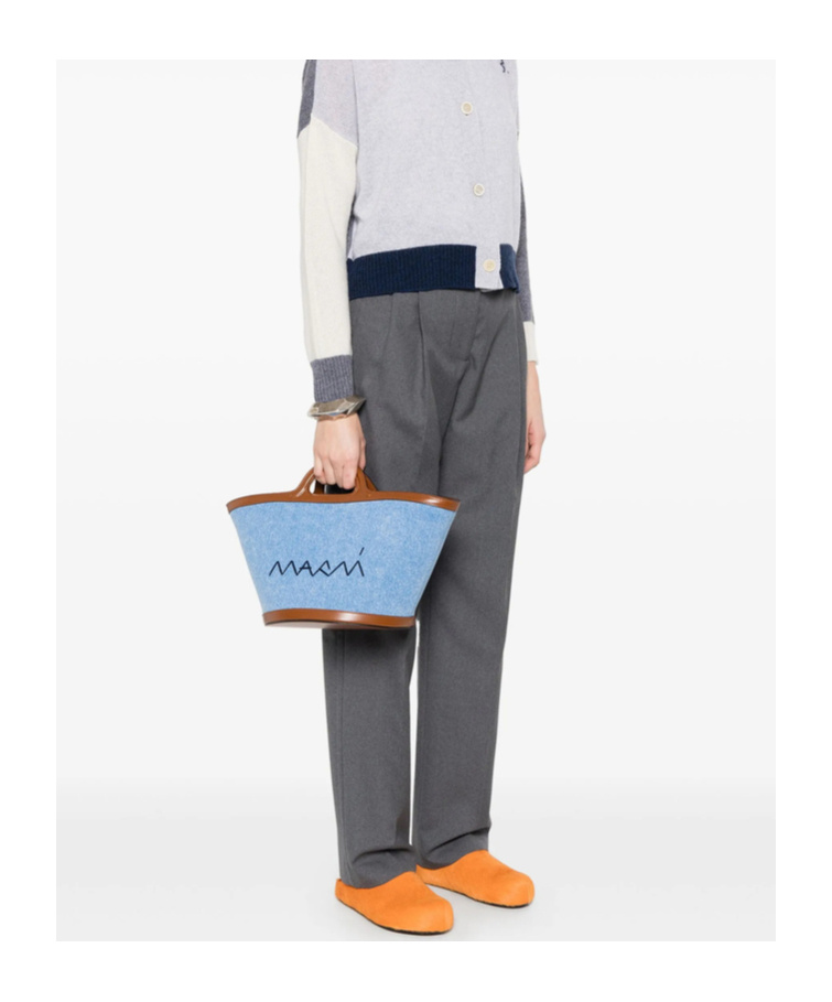 Marni Denim Bucket Bag In Blue