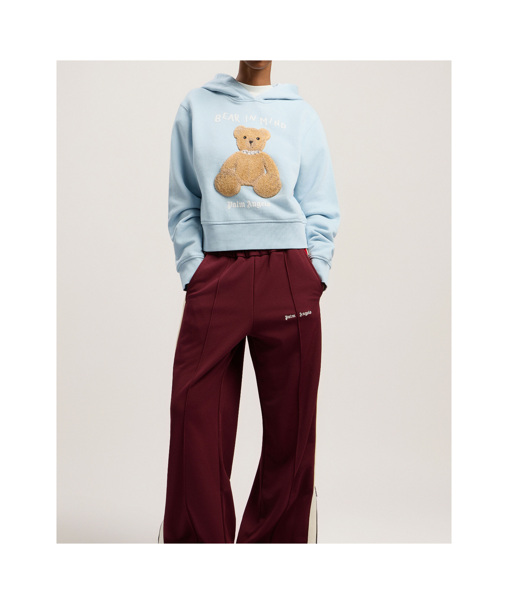 Palm Angels Teddy Bear Motif Hoodie In Blue