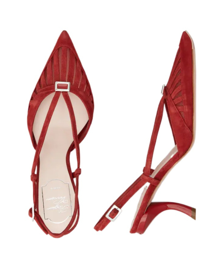 Roger Vivier Escarpins Dorsay Virgule En Cuir Velours In Red