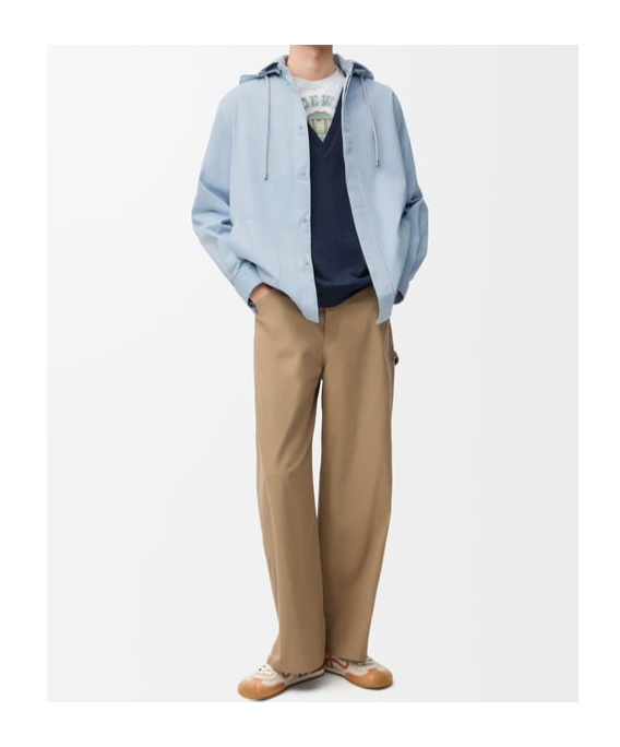 Loewe Men Pastel Light Blue Cotton Jacket In Blue