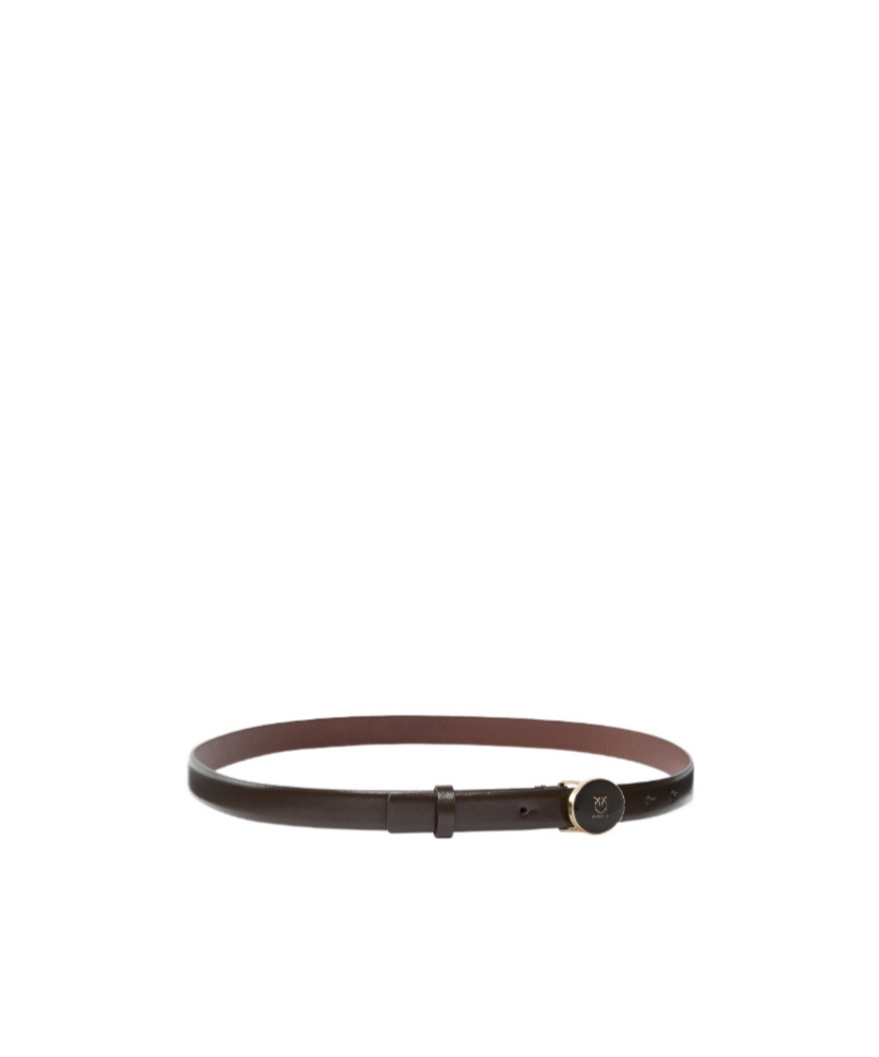 Pinko Round Enamel H2 Belt Vitello Lisciosmalto In Black