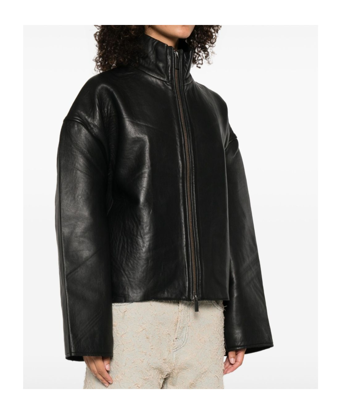 Remain Birger Christensen Long-sleeved Leather Jacket In Black