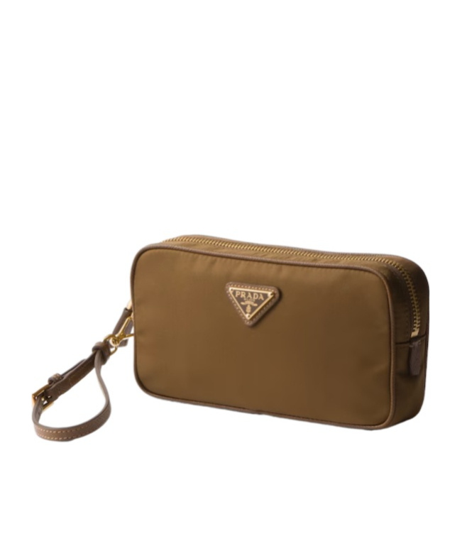 Prada Re-edition 1978 Re-nylon And Saffiano Leather Pouch In Cork Beige