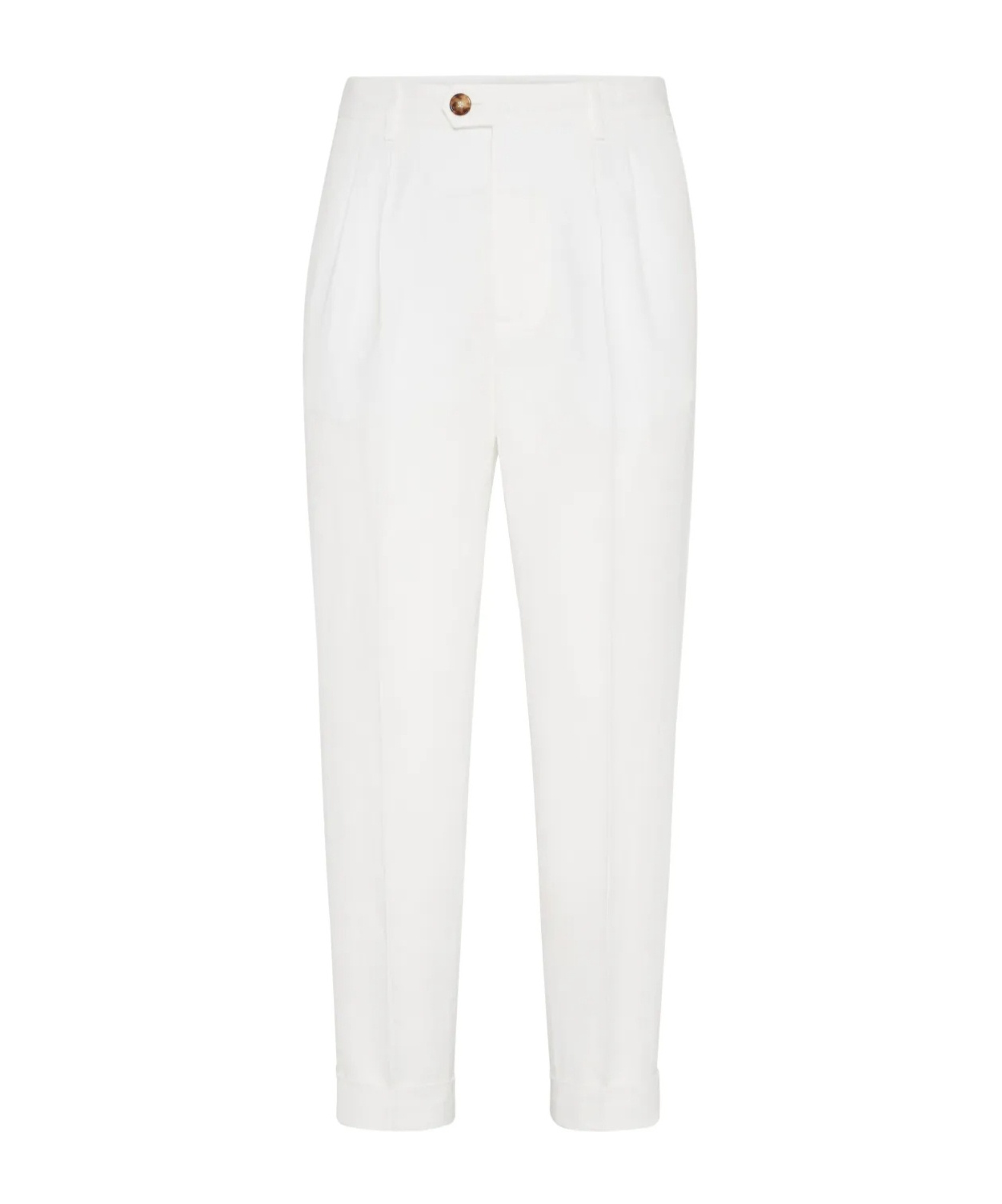 Brunello Cucinelli Pleat-front Cotton Trousers In White