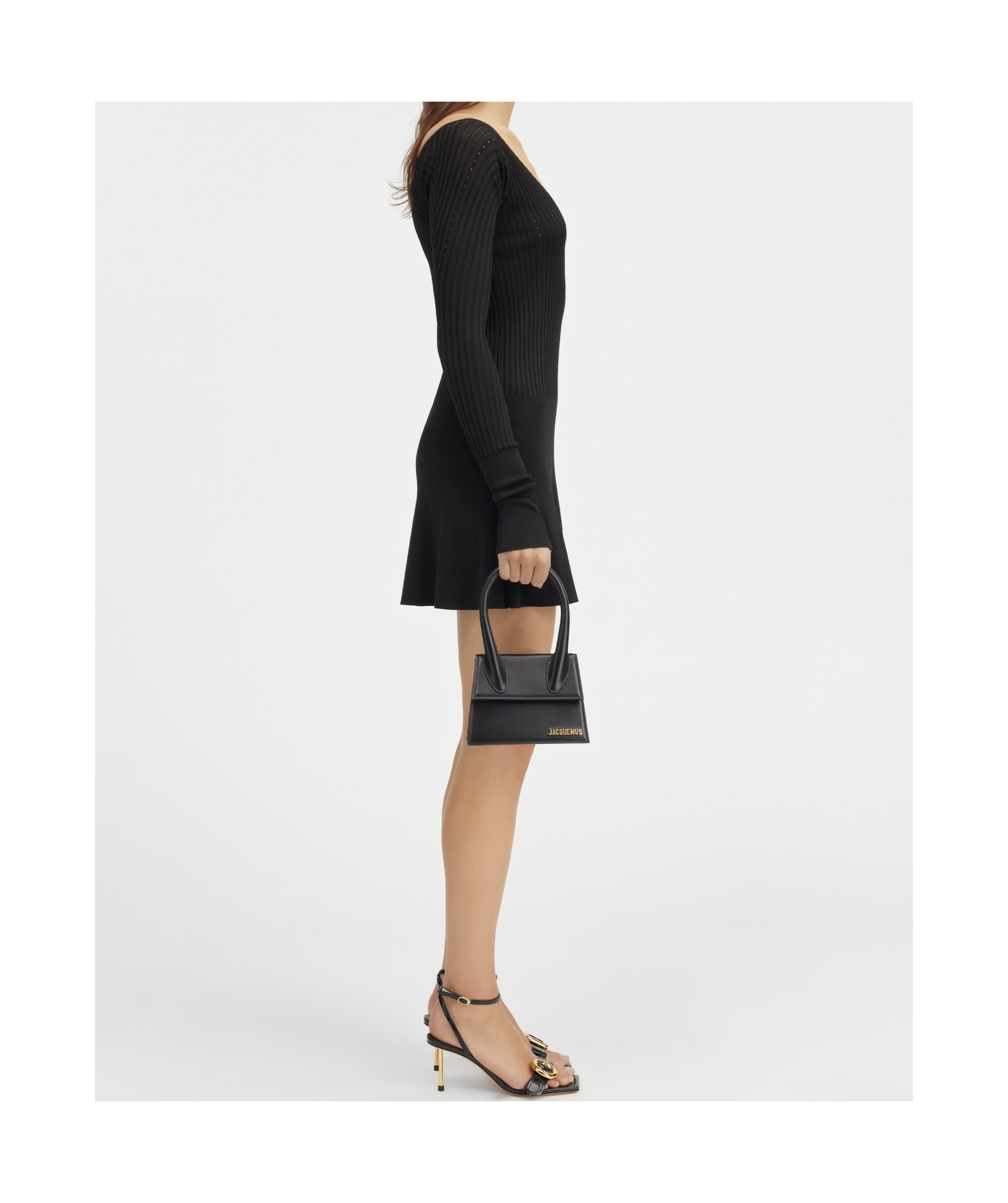 Jacquemus Womens Black Logo-plaque Slim-fit Knitted Mini Dress In Black