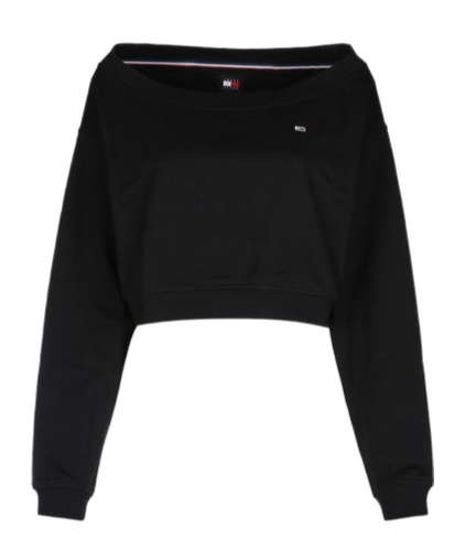 Tommy Hilfiger Tommy Jeans Off-shoulder Cropped Sweatshirt In Black