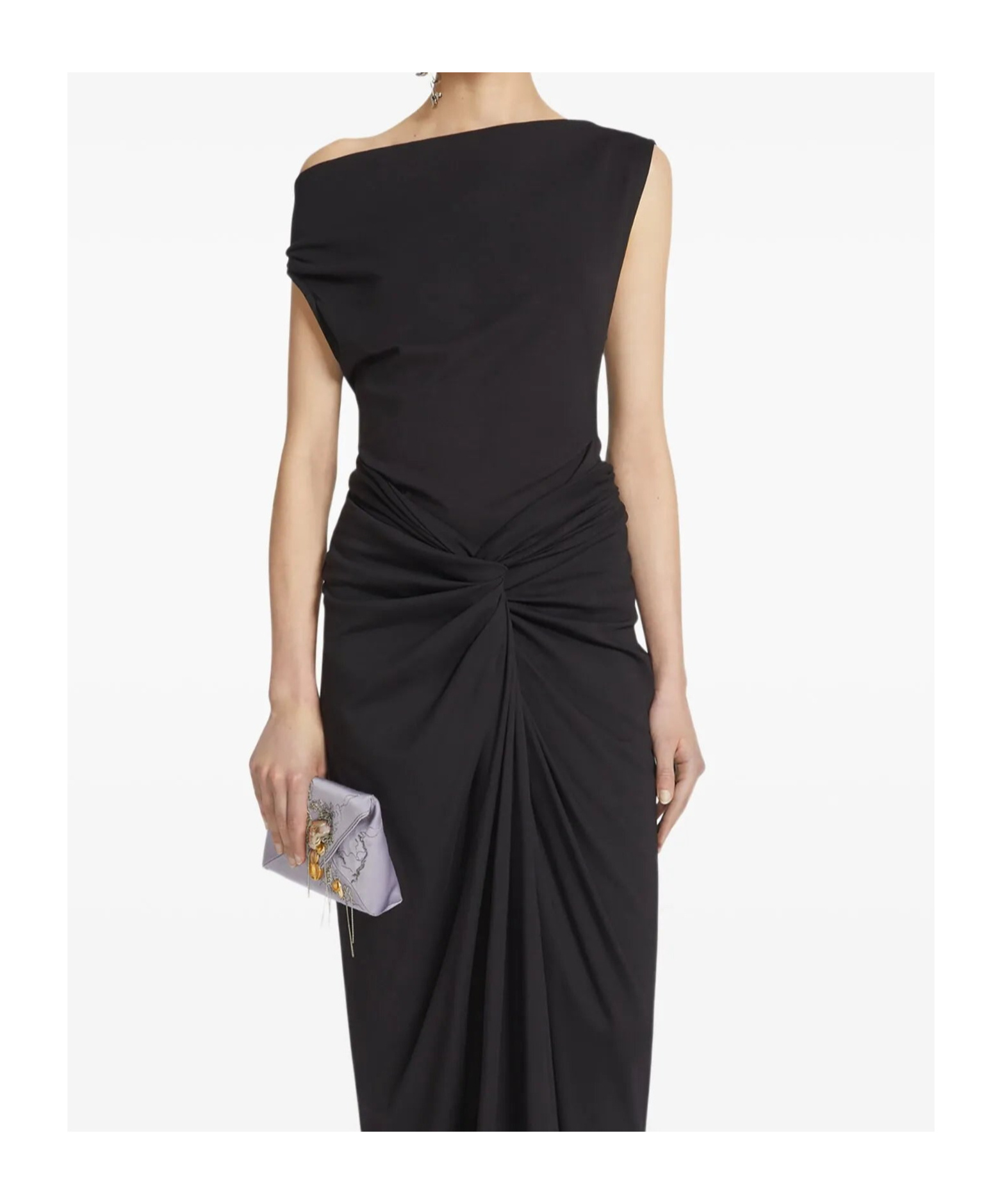 Dries Van Noten Off-the-shoulder Draped Cotton-jersey Top In Black