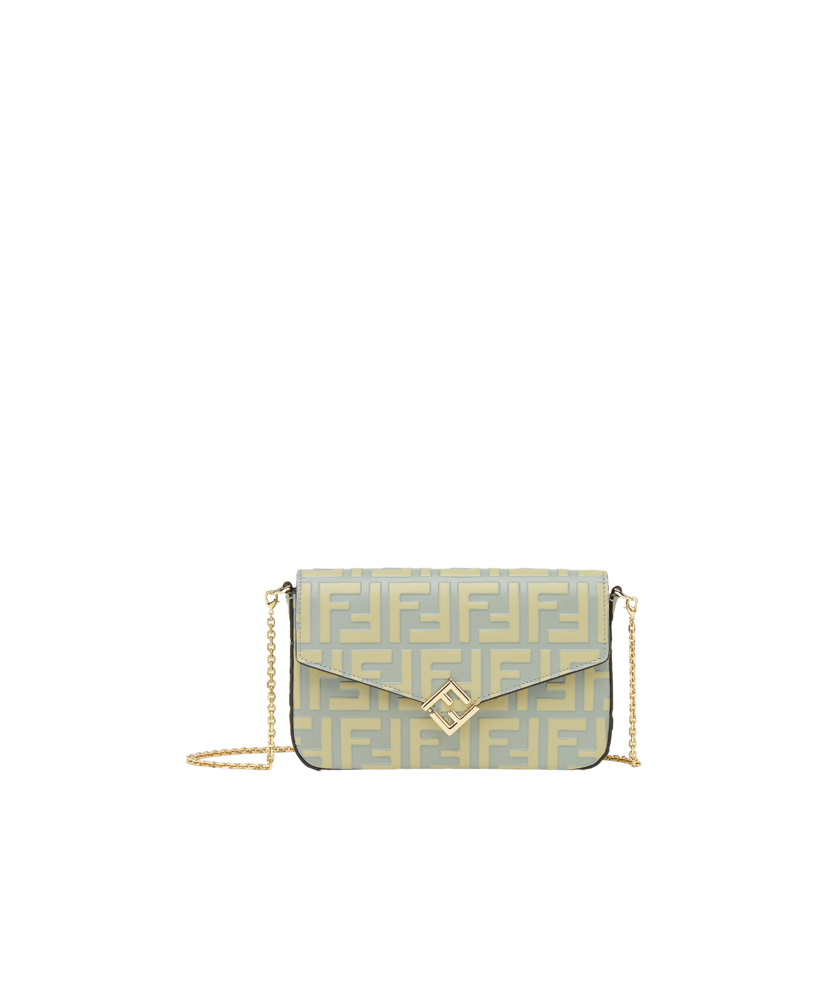 Fendi Ff Diamonds Wallet On Chain In Nude