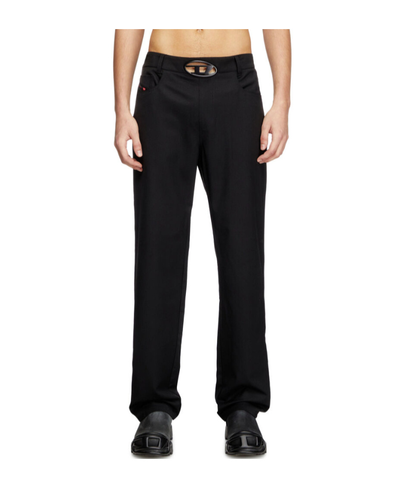 Diesel Belt-loop Casual Pants In Black
