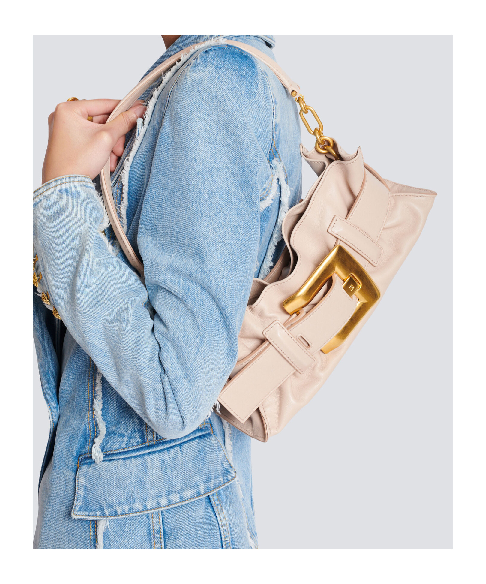 Balmain Anthem Shoulder Bag In Nude