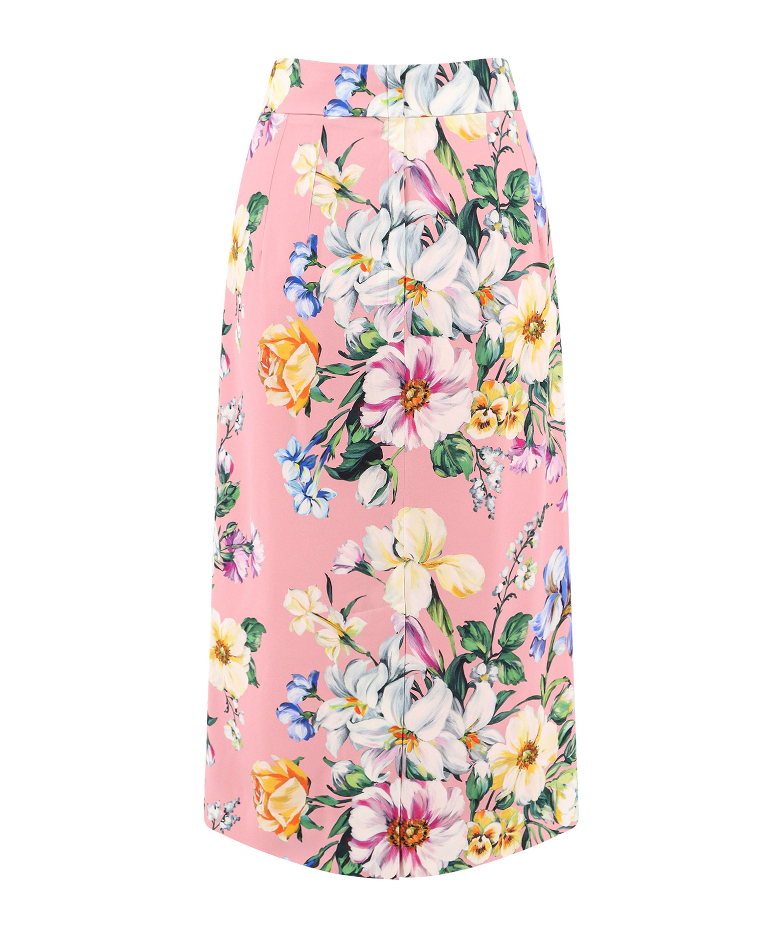 Dolce & Gabbana Stertch Silk Skirt With Multicolor Floral Print In Pink