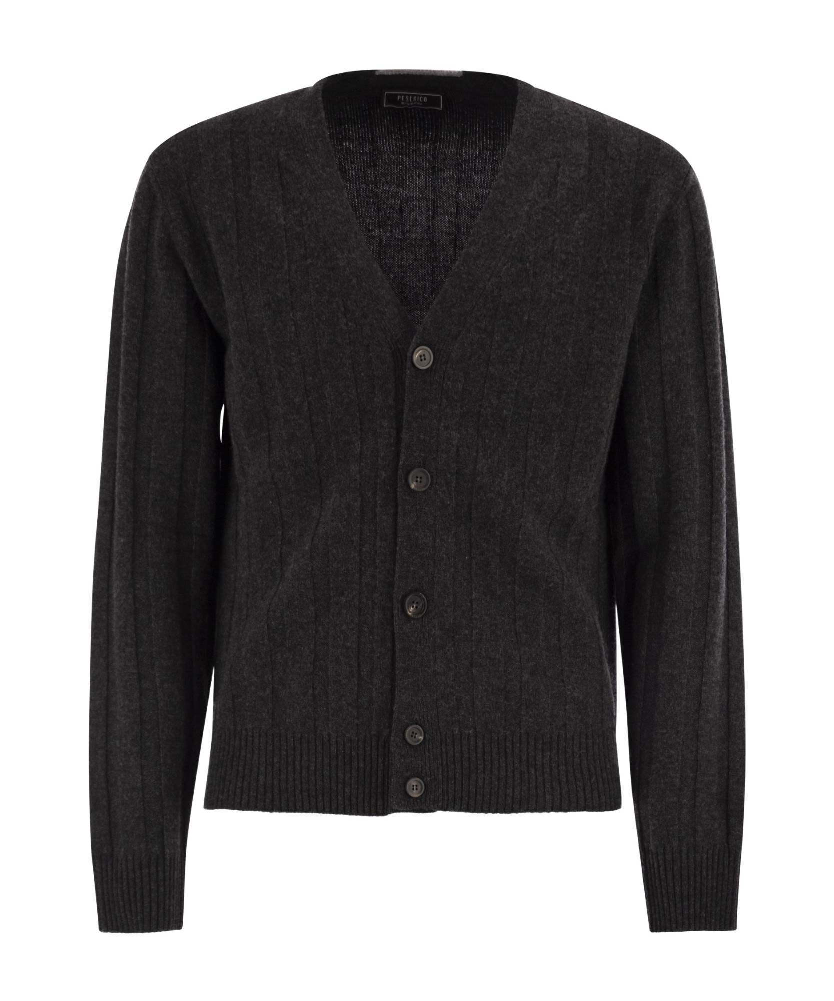 Peserico Wool And Cashmere Cardigan With V-neck In Black