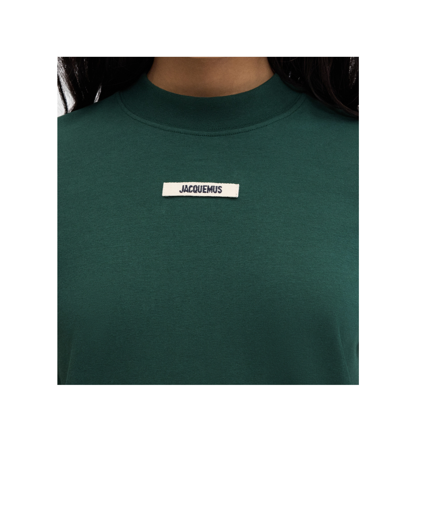 Jacquemus Gros Grain T-shirt With Distinctive Logo Detail In Green