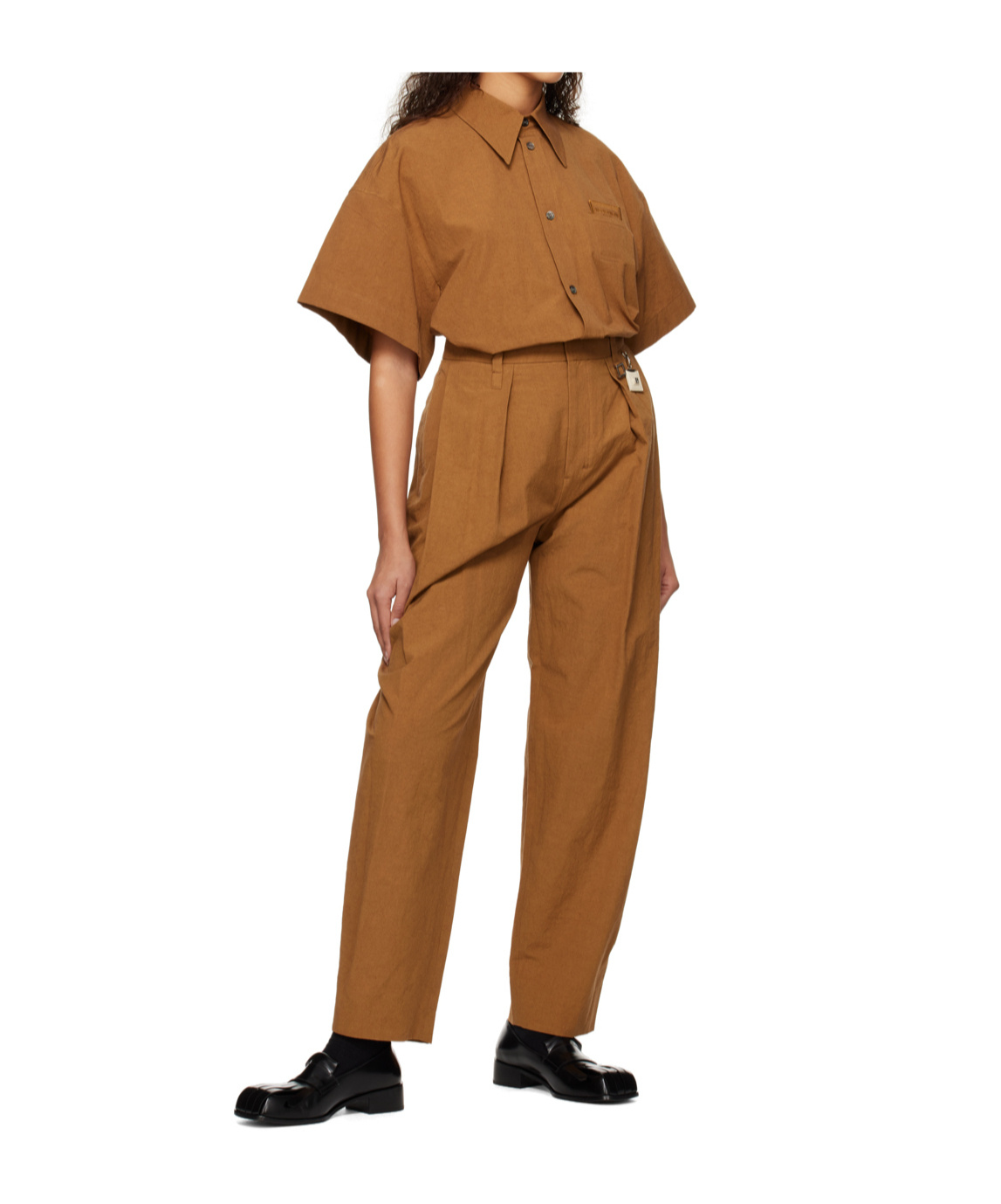 Wooyoungmi Tan Pleated Trousers In Brown