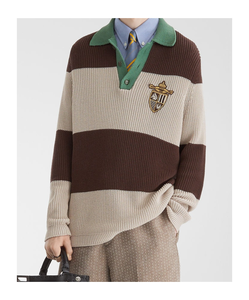 Fendi Cotton Knitted Polo In Multi