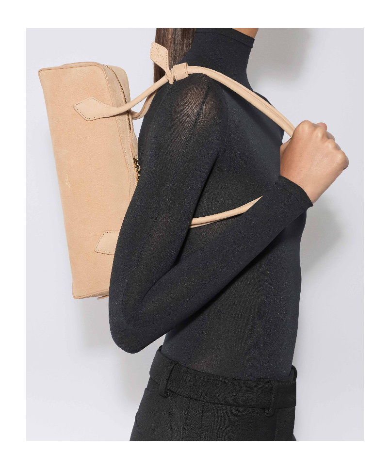 Alaïa Le Teckel Medium Bag In Nubuck In Sand