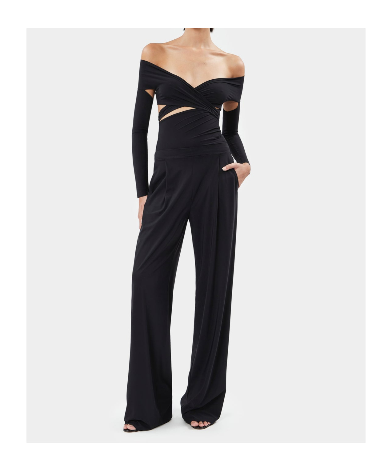 Amazuìn Amazuin Off-the-shoulder Black Top With Knotted Design