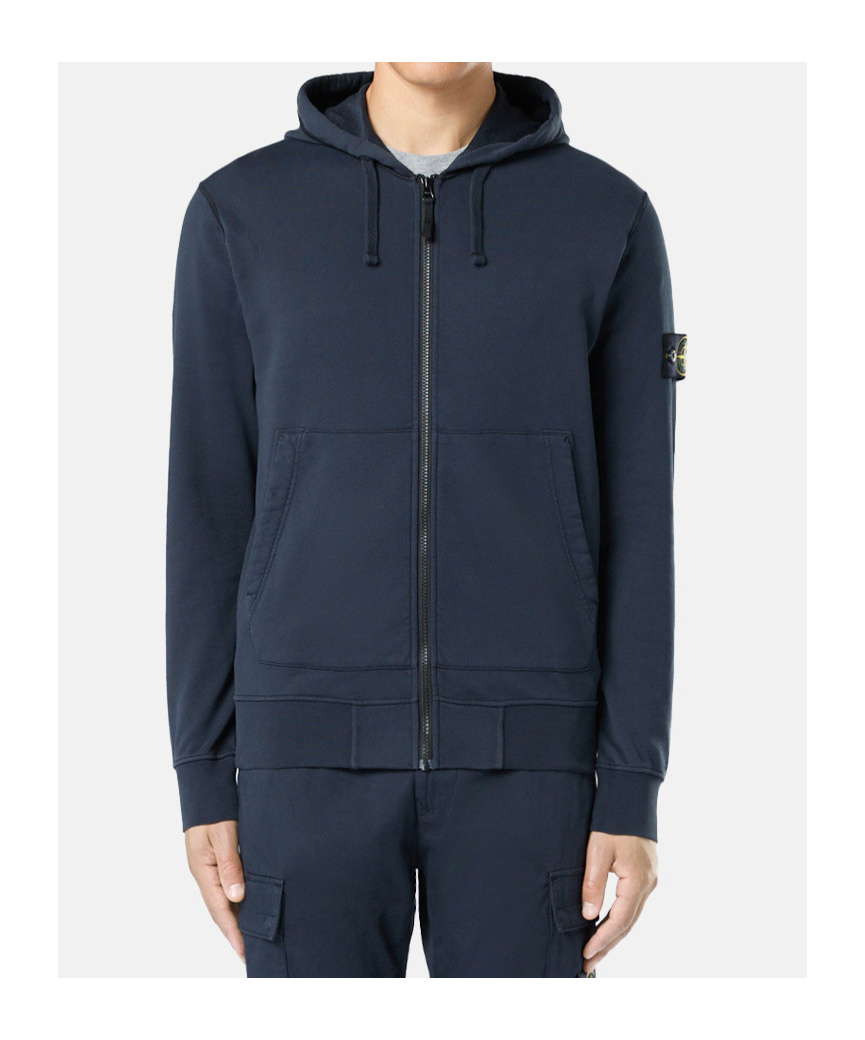 Stone Island Regular-fit Hooded Zip-up Sweatshirt With Pockets In Blue