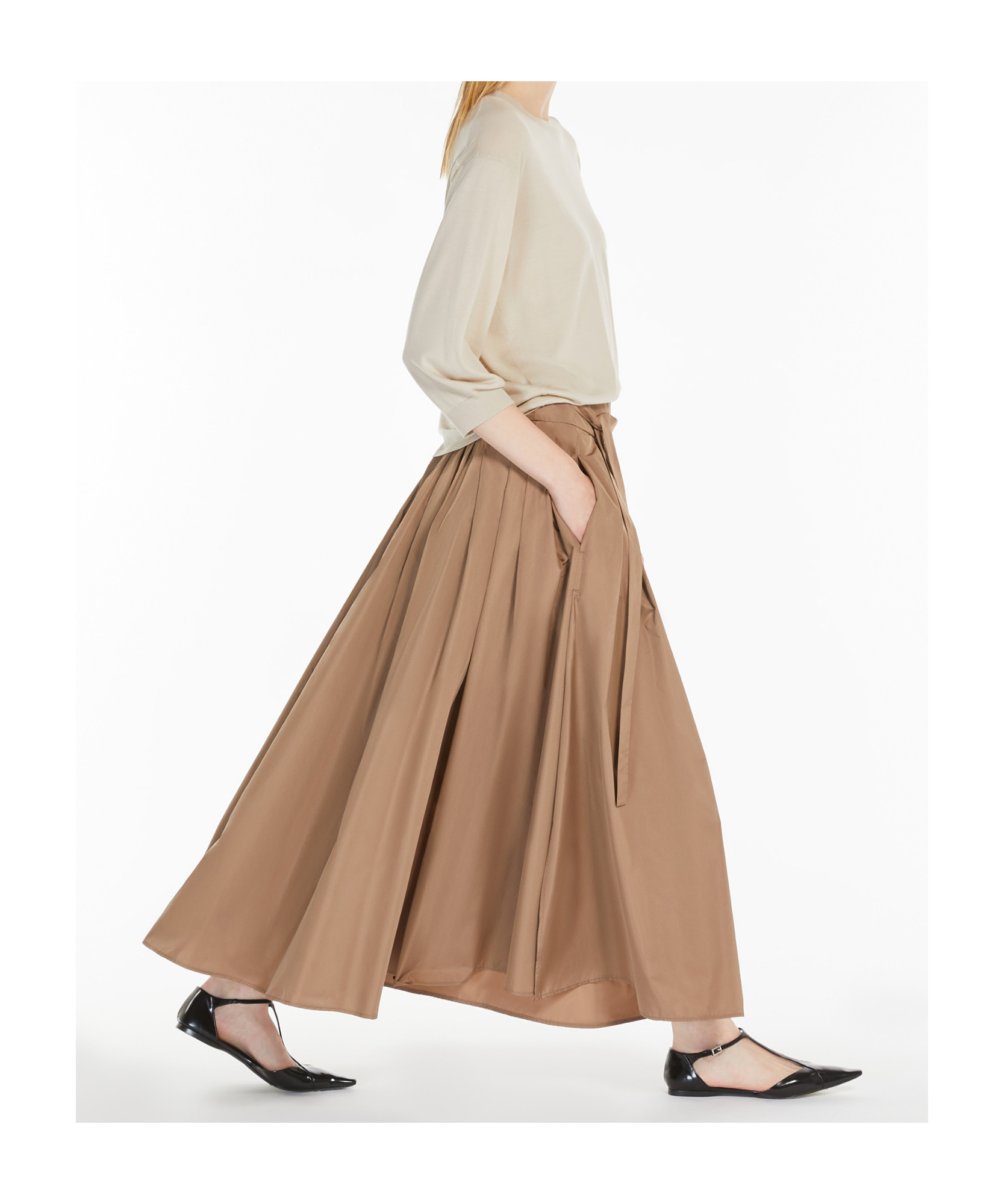 Max Mara Pleated Skirt In Nude