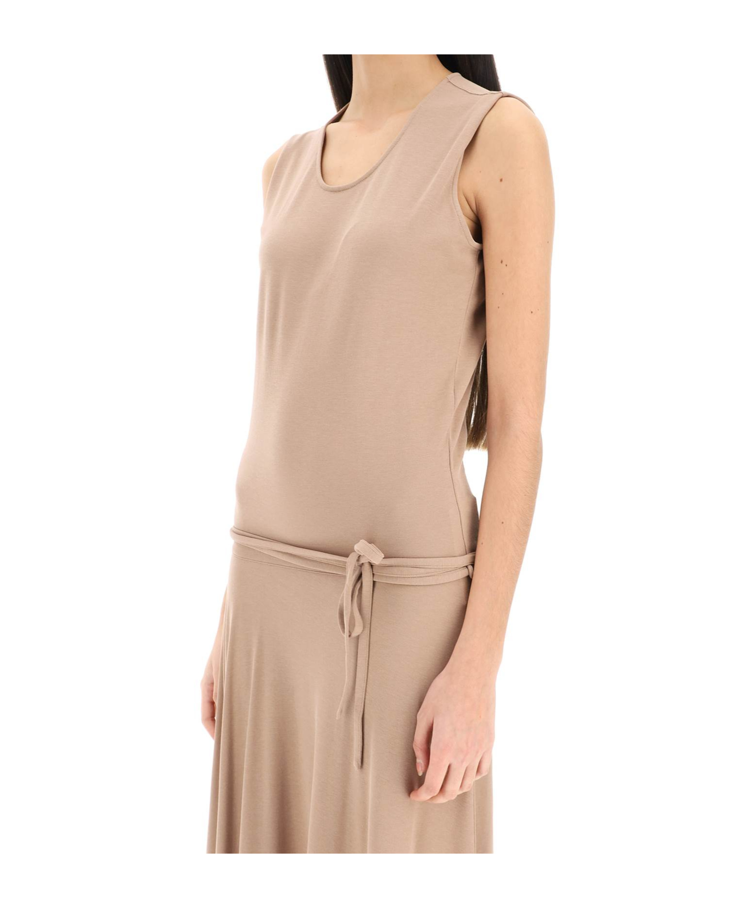 Shop Lemaire Drawstring-detail Midi Dress In Nude
