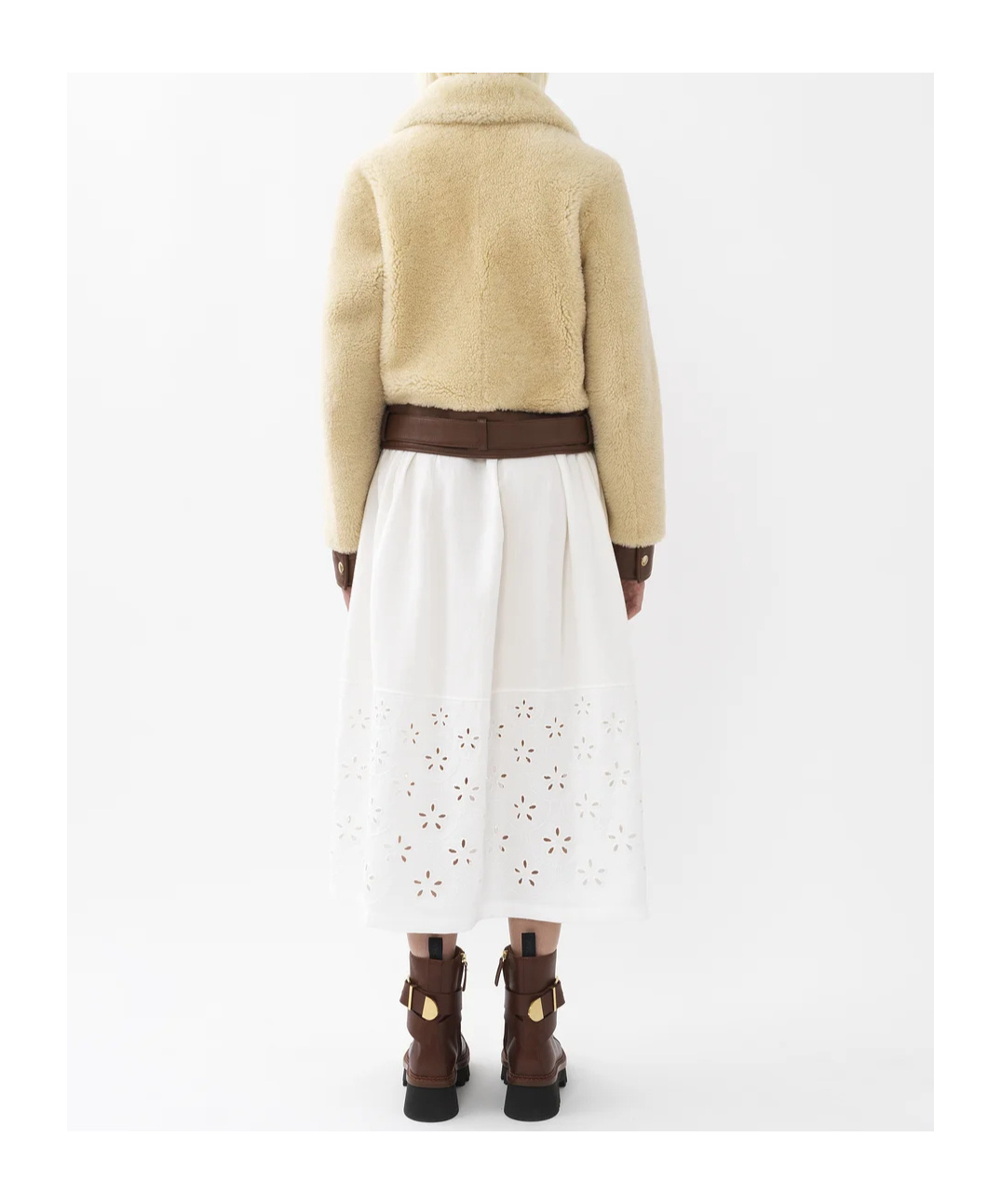 Chloé Shearling Leather Jacket In Nude