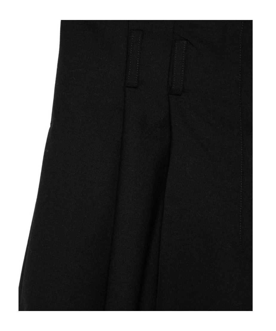 Semicouture High Waist Wide Leg Wool Blend Trousers In Black