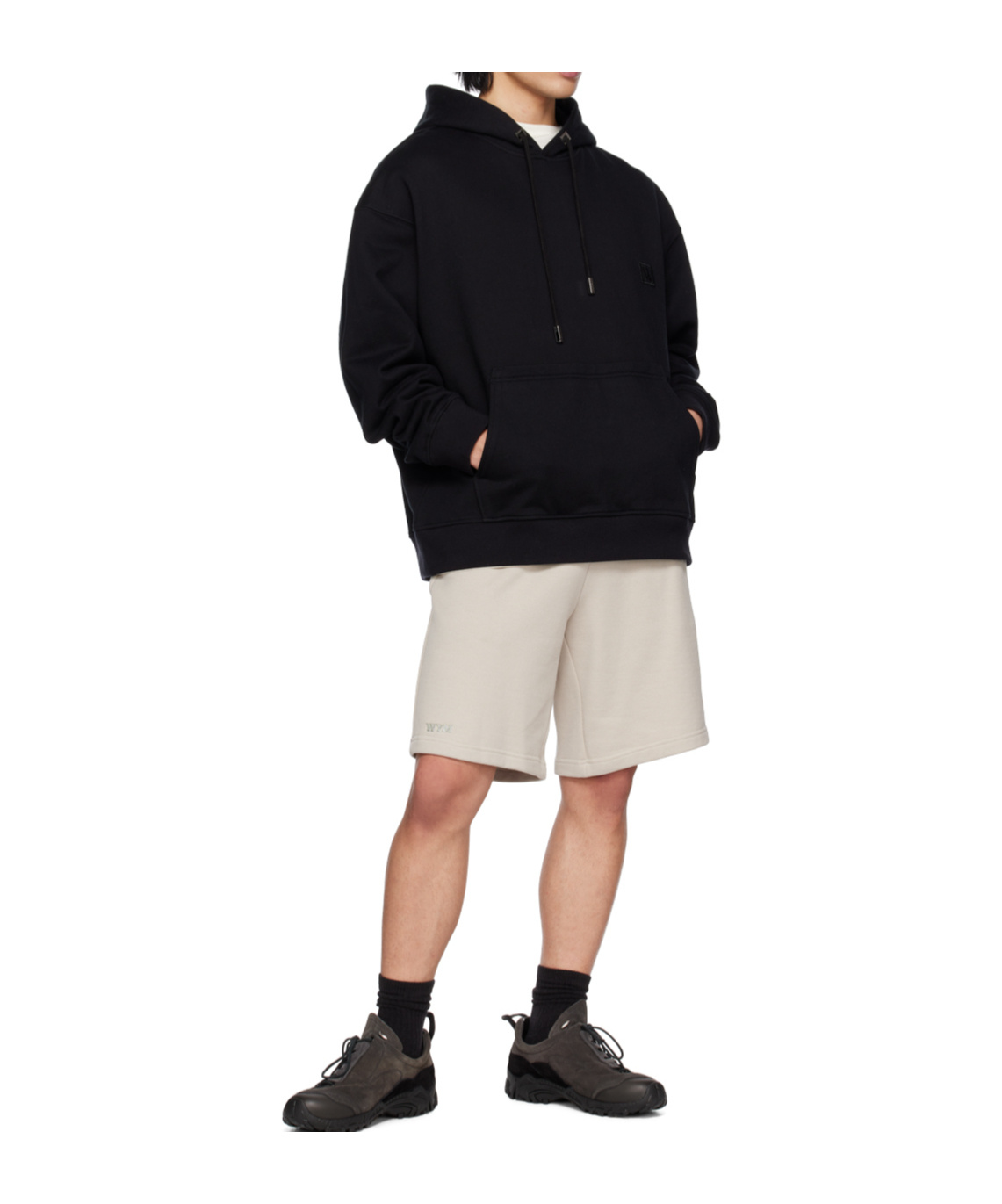 Wooyoungmi Logo Embroidery Cotton Drawstring Shorts In Brown