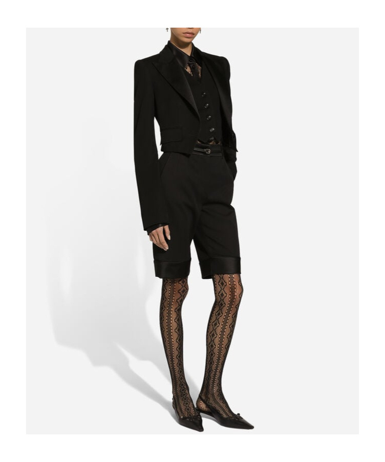 Dolce & Gabbana Wool Gabardine Short Jacket In Black