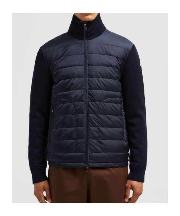 Moncler Nylon And Wool Padded Jacket In Blue