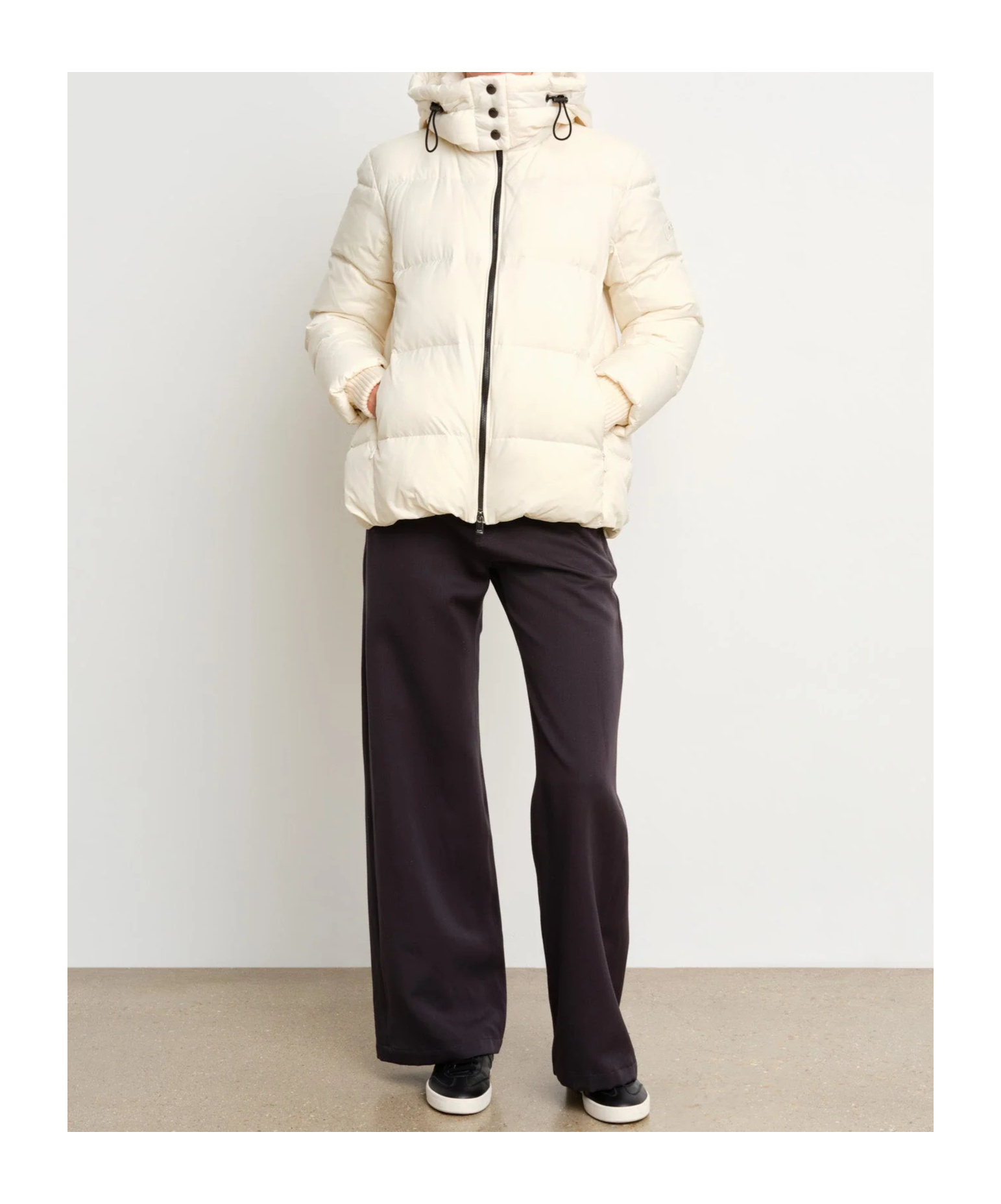 Tatras Cozy Quilted Hooded Coat Drawstring In White
