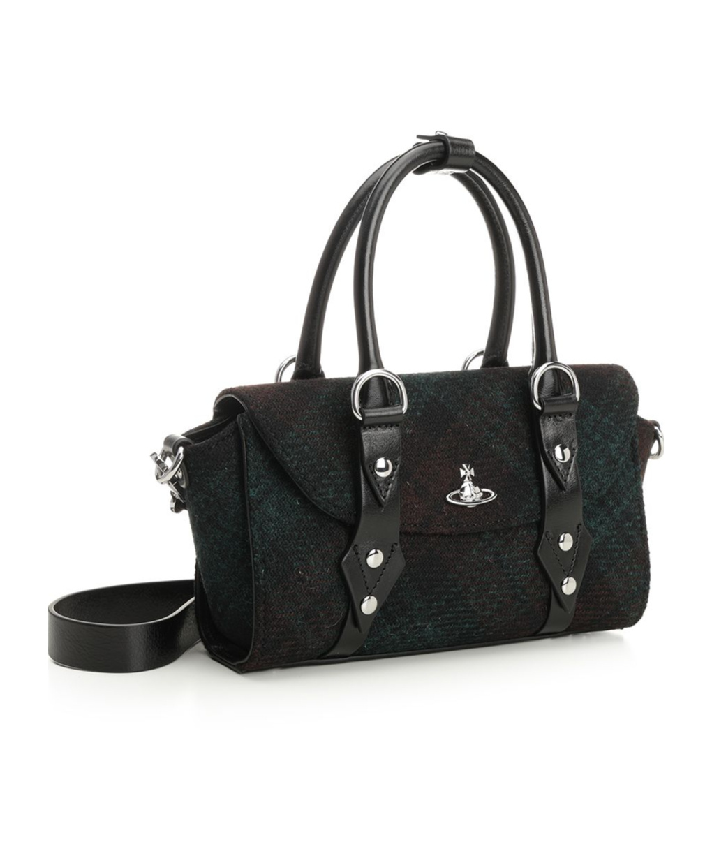 Vivienne Westwood Bettina Mini Crossbody Harris Tweed Check Dark-check In Metallic