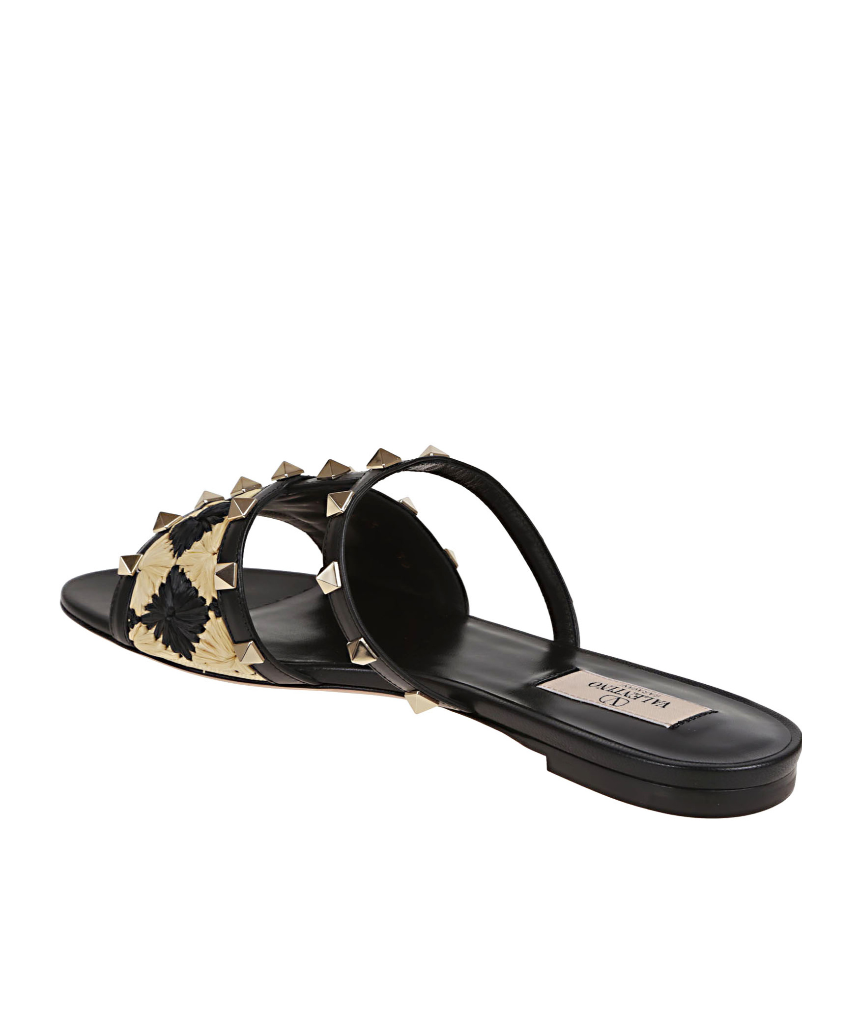 Valentino Garavani Women's Rockstud Slide In Black+natural+black